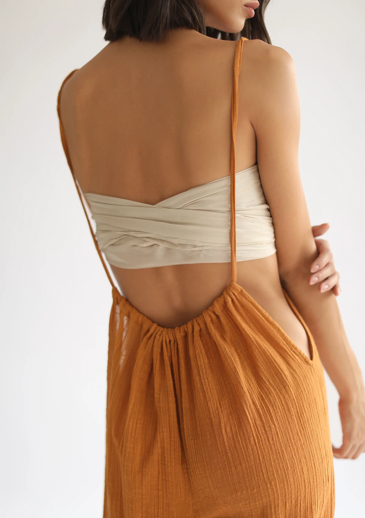 Alternate product view of Amira Suspenders – Inca Gold