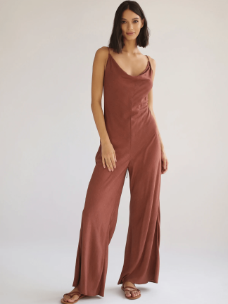 Product image of Aya Bias Maxi Jumpsuit – Red Ochre