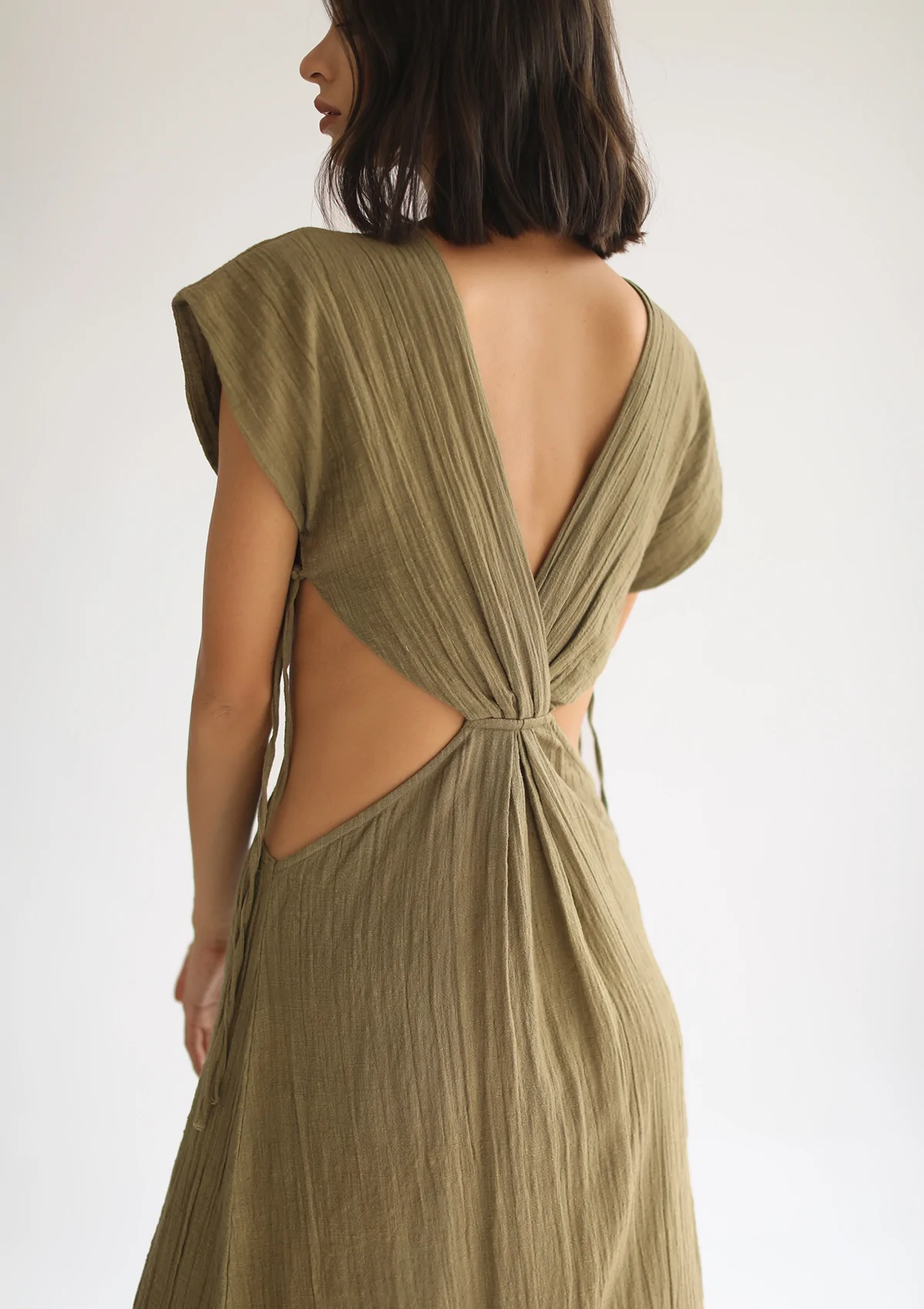 Alternate product view of Cleo Dress – Olive