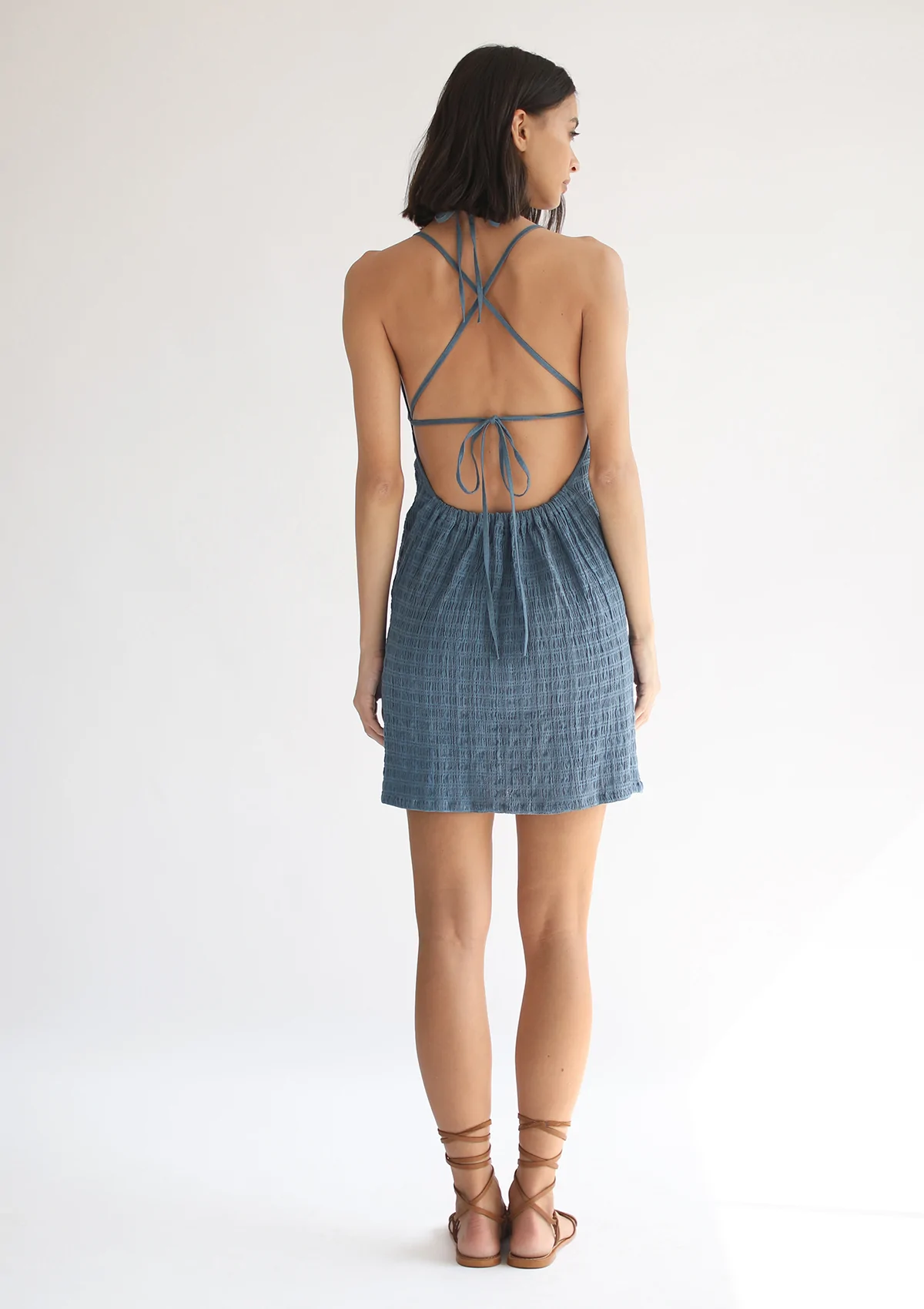 Alternate product view of Gaia Mini Dress – Aegean Blue