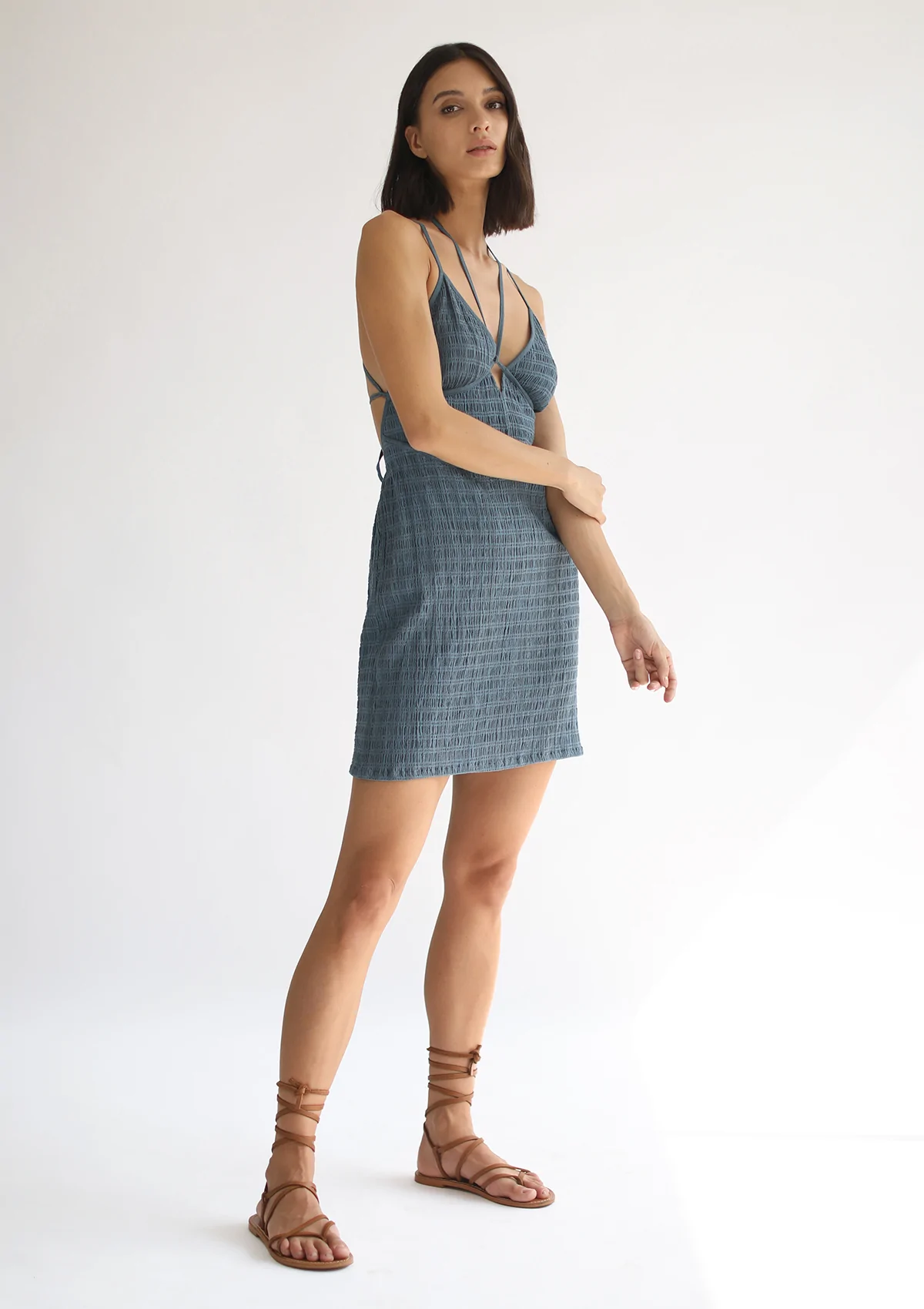 Alternate product view of Gaia Mini Dress – Aegean Blue