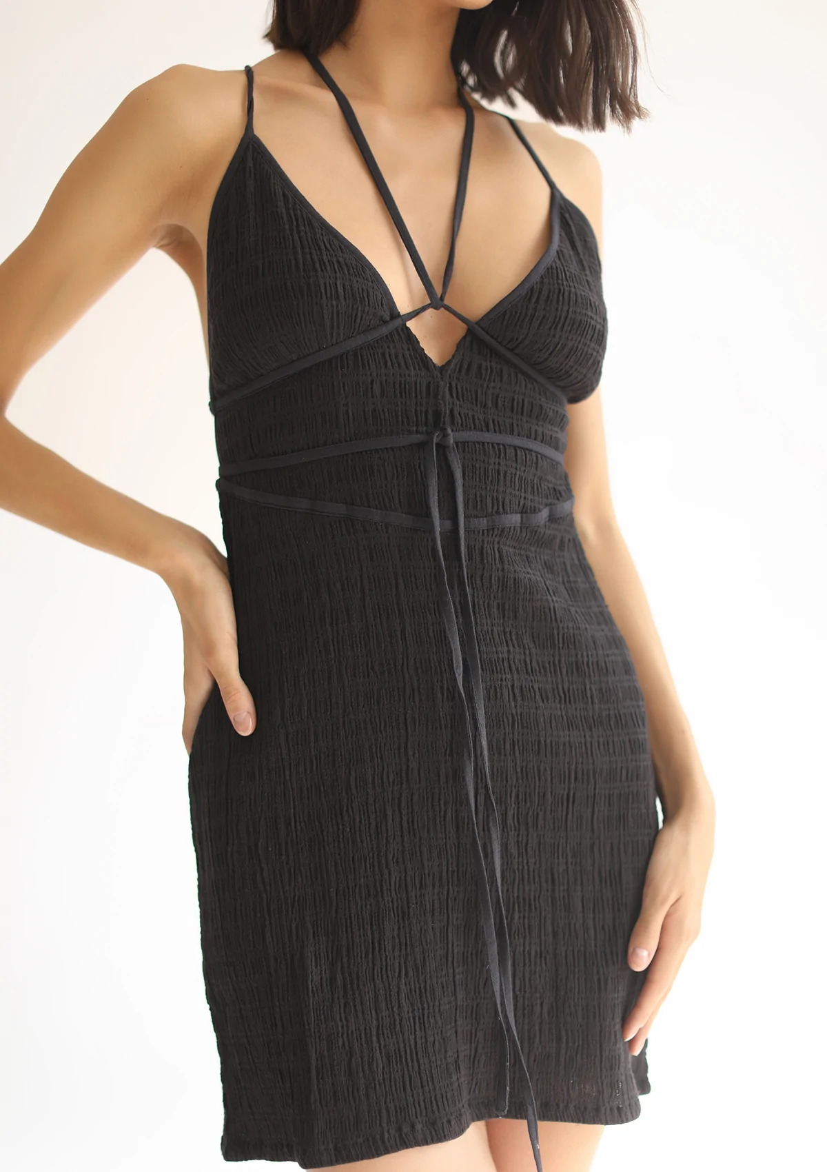 Alternate product view of Gaia Mini Dress – Black