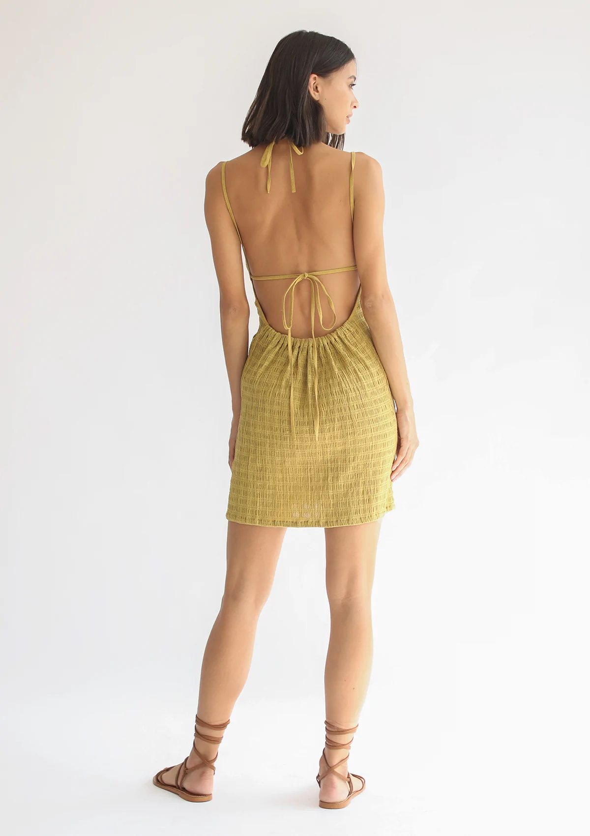 Alternate product view of Gaia Mini Dress – Olive Oil