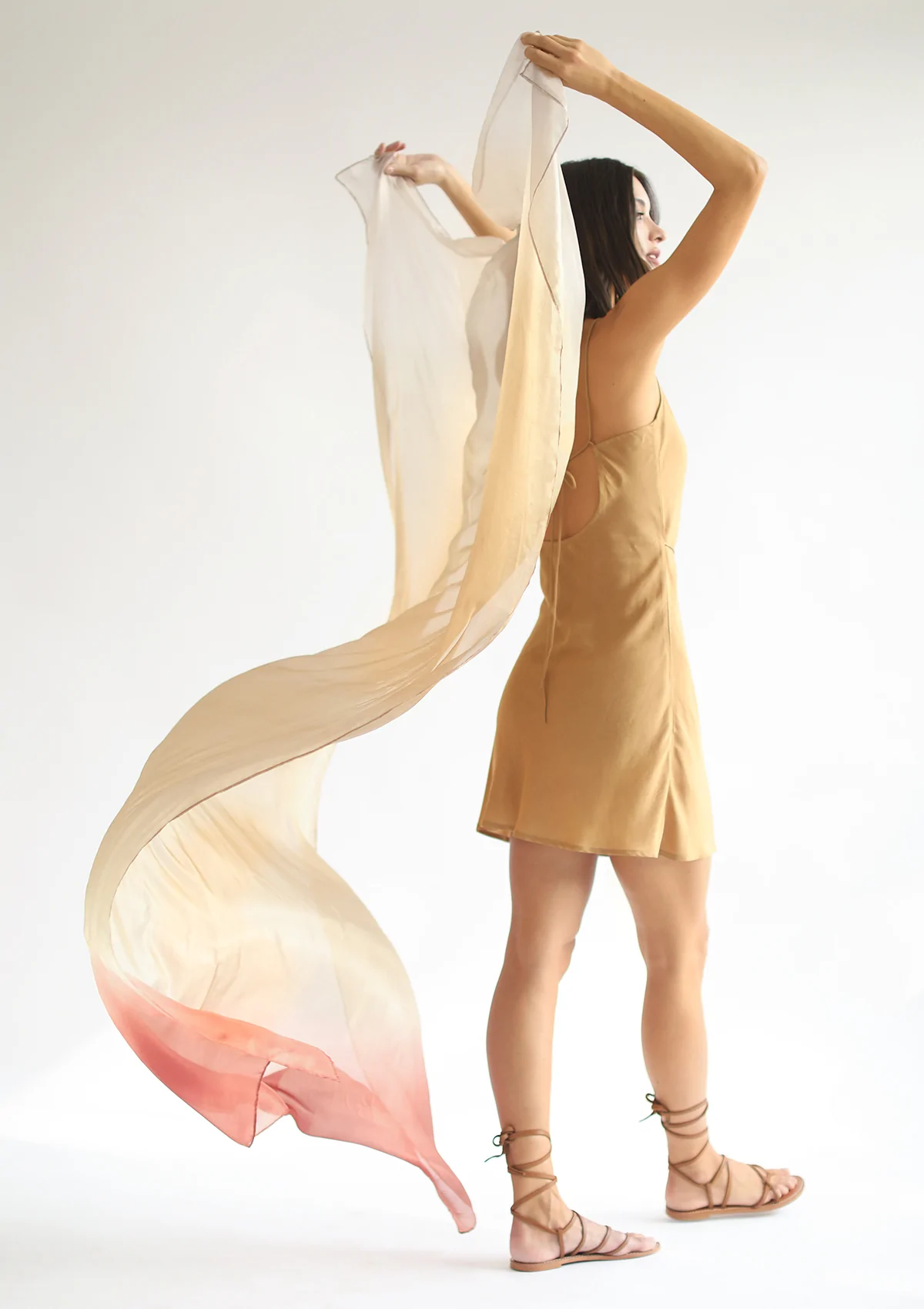 Alternate product view of Sita Silk Sarong – Sunset Ombre